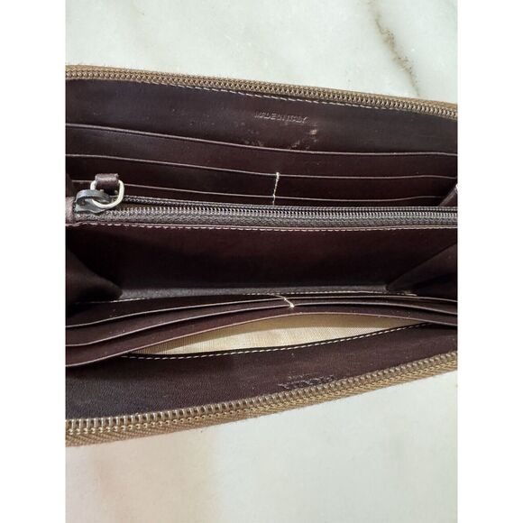 COPY - Prada Wallet Brown Fabric Leather Zip Bifold Card Holder Rectangle Y2k C… - Picture 6 of 16
